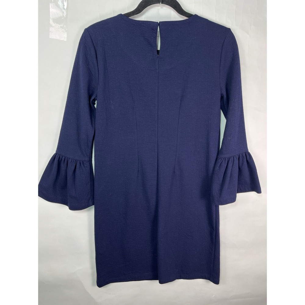 J.Crew Women's XS Navy Bell Sleeve Dress 3/4 Sleeve Shift Knit Minimalist Chic - Picture 9 of 11